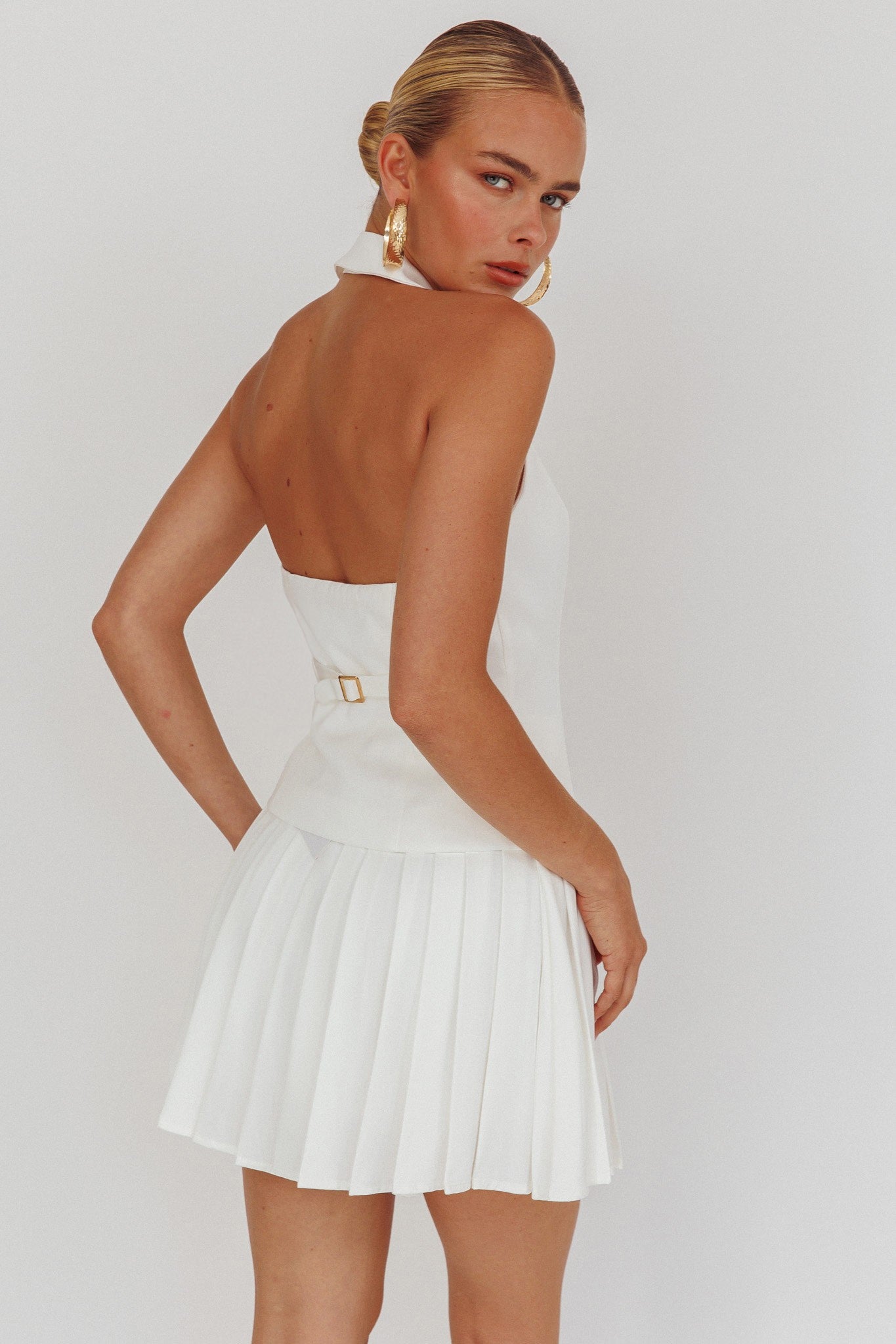 White Skirt and White Vest Set