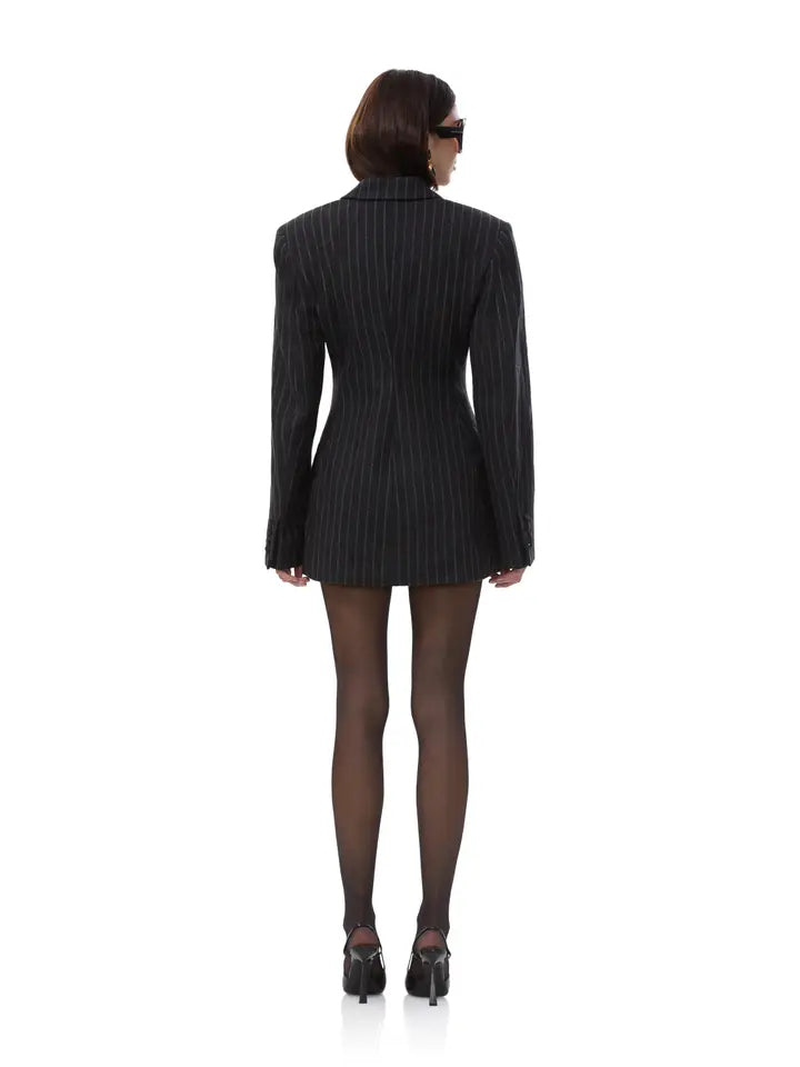 Jemima Blazer - Dark Grey Stripe