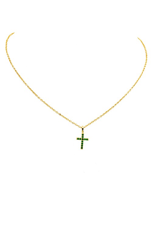 Sterling Silver Gold Plated Green Cross #20013