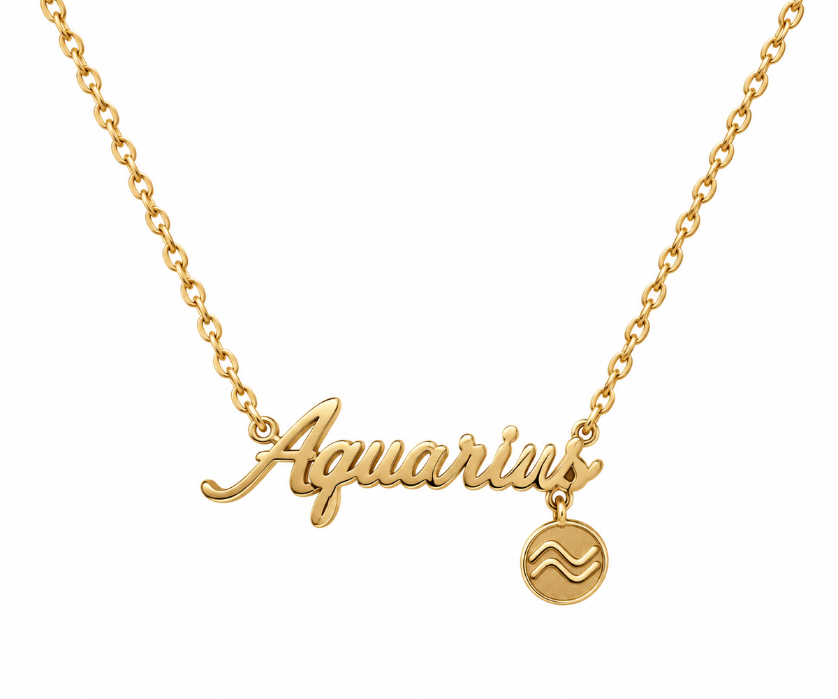 Necklace Zodiac Aquarius Gold Dipped