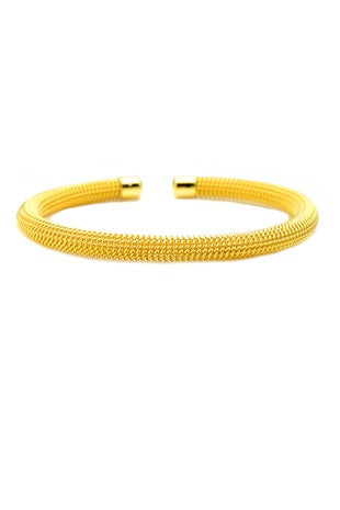 Gold Colored Open Cuff Mesh Bracelet #7920253