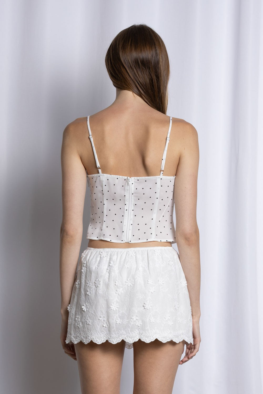 Polka Dot Print Lace Cami