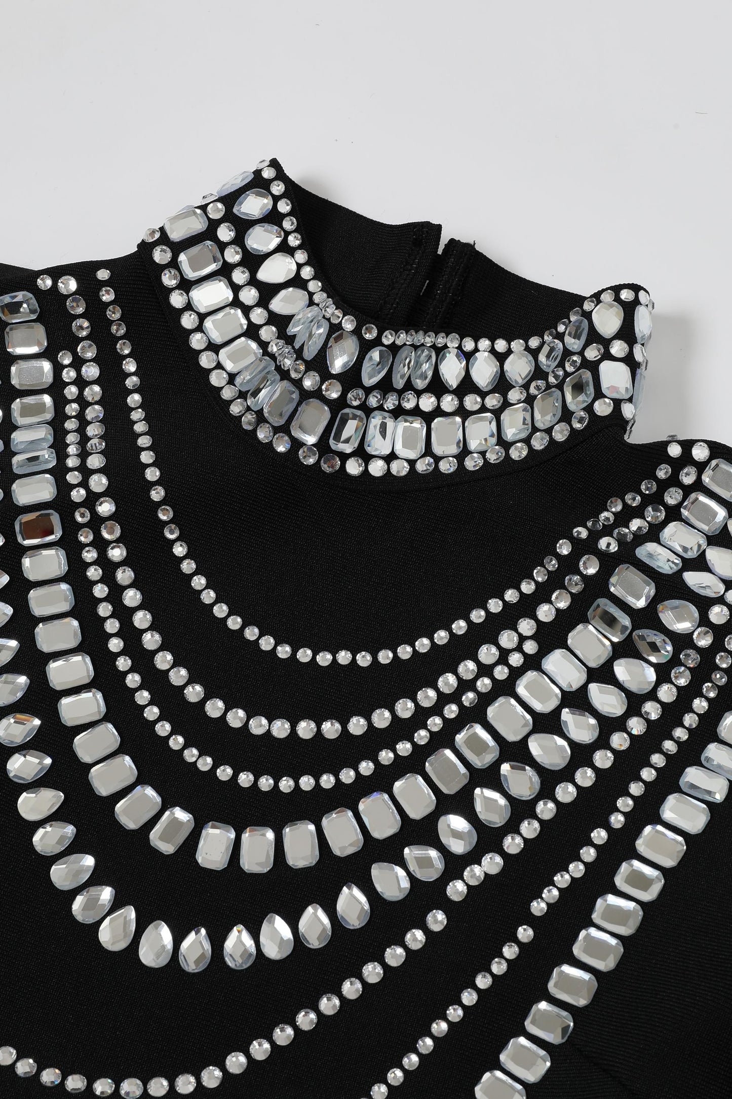 Embellished Mockneck Long Sleeve Dress