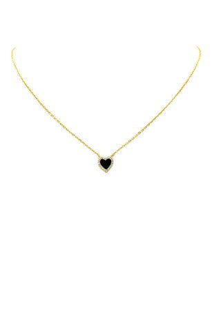 Heart Black Necklace 16” #1192026