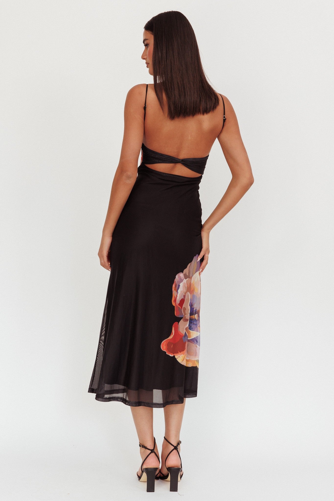 Floral Design Mesh Dress