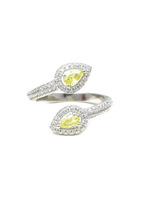 Ring Silver Cubic Zirconia Adjustable Spiral Ring