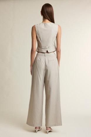 Pinstripe Square Neckline Top & Pant Set