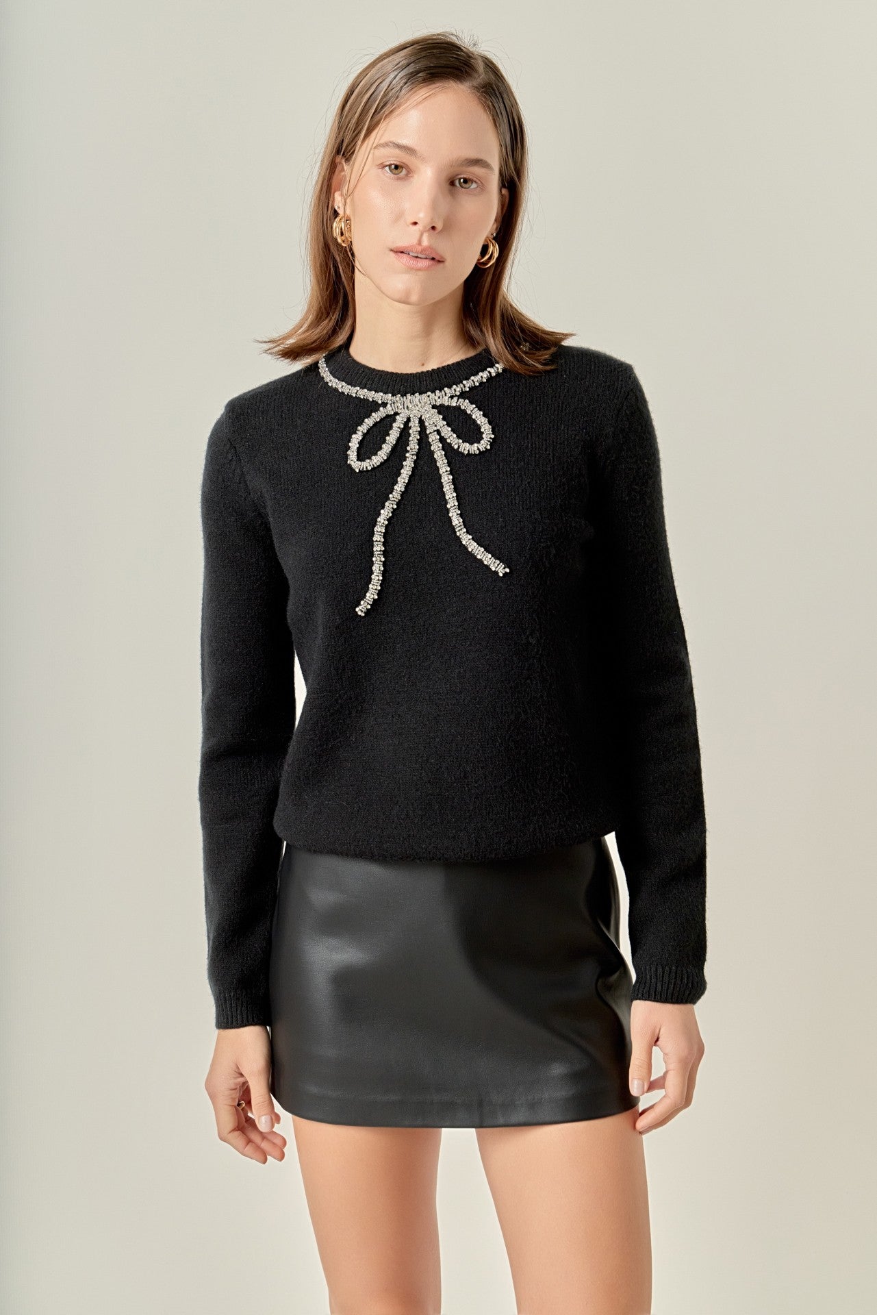 Rhinestone Bow Sweater