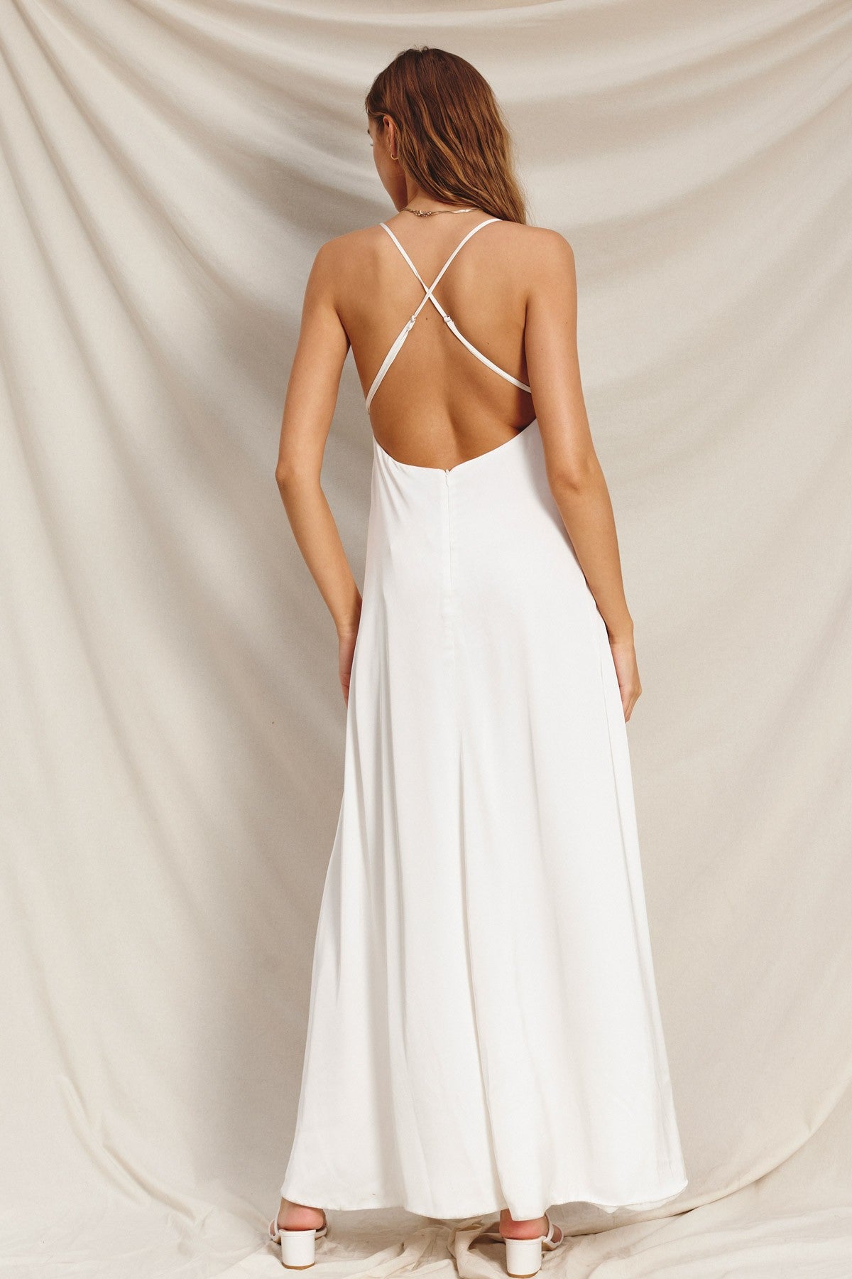 Satin White Maxi Dress