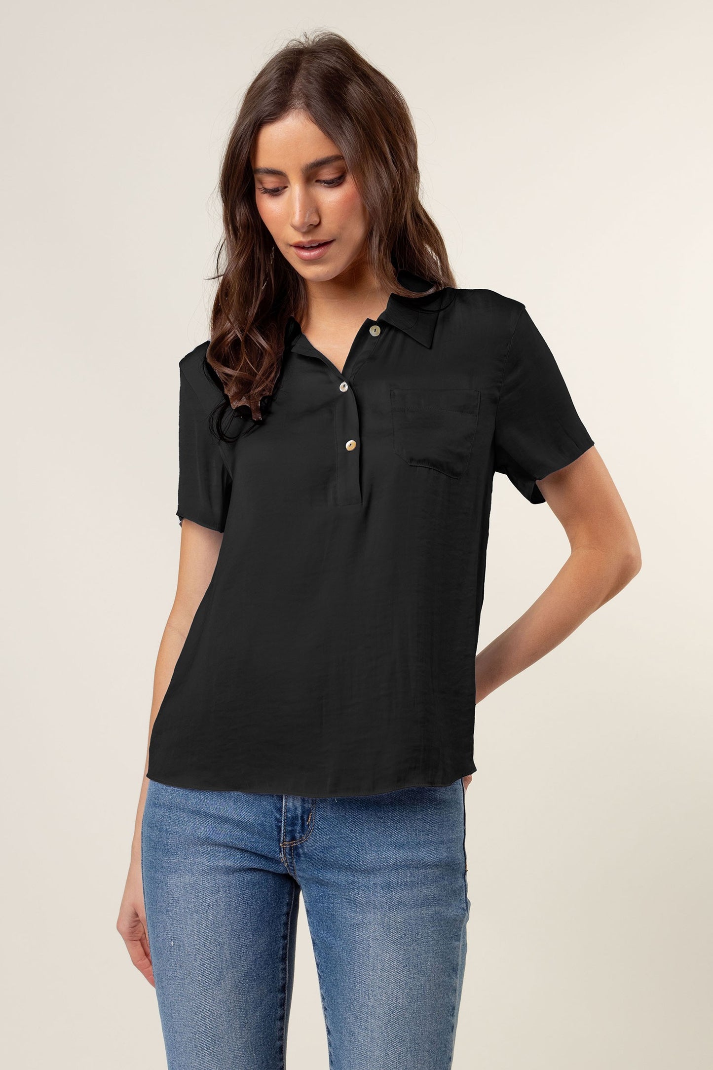 Silky Satin Polo Tee