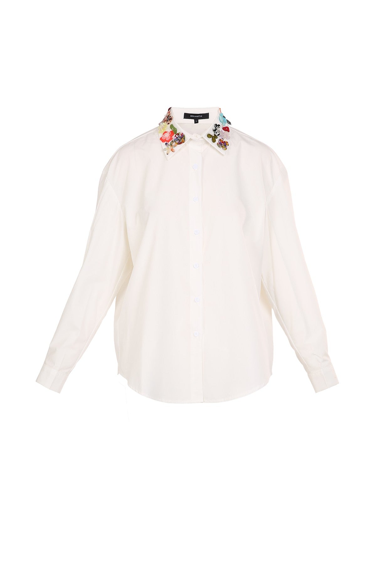 Designer White Collar Detail Top