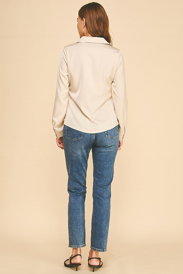 Satin Collar Button Down