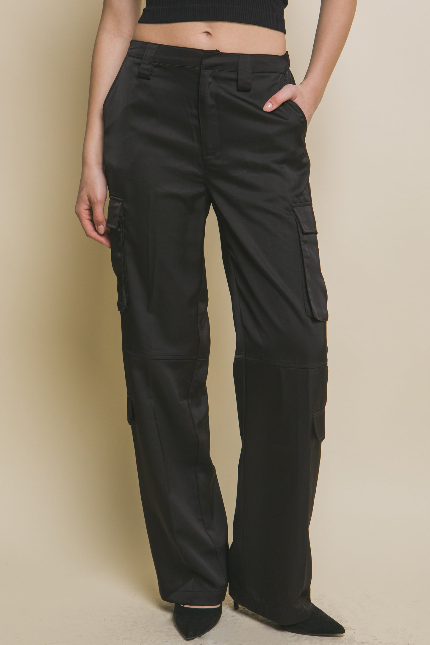 Satin Cargo Pants