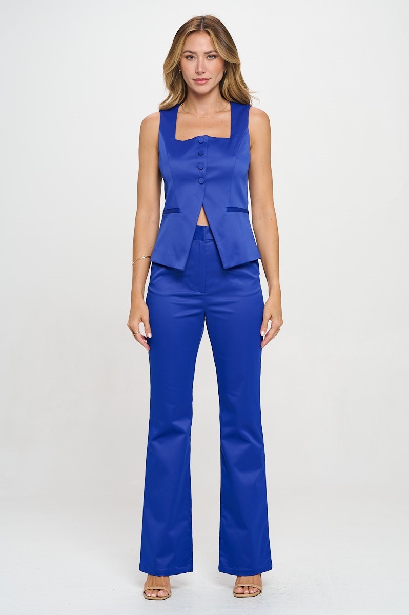 Royal Blue Satin Trouser Pant Only