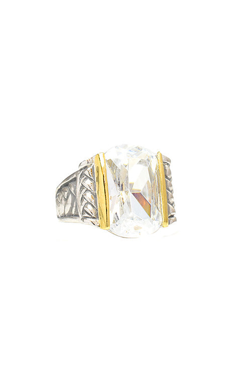 Rings #1030 Two Tone Cubic Zirconia Ring SIZE 6