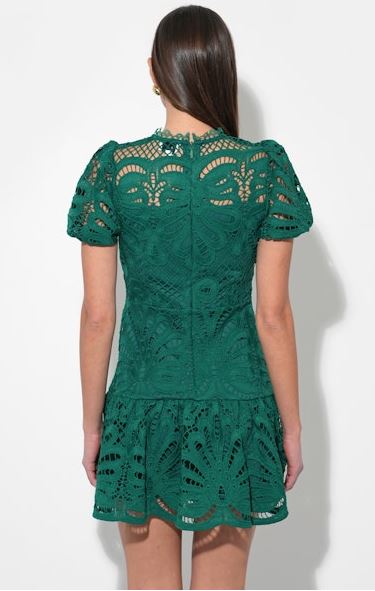 Designer Emerald Green Crochet Dress