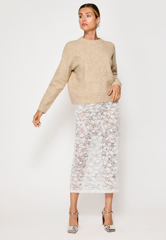 Designer White Lace Skirt
