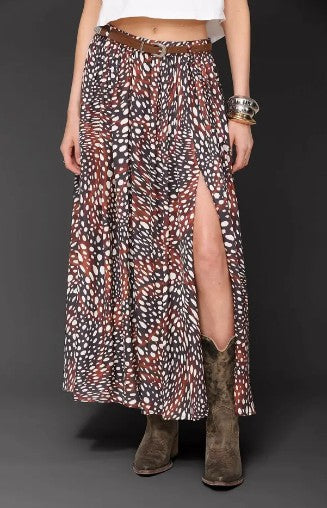 Belted Cheetah Print Skirt