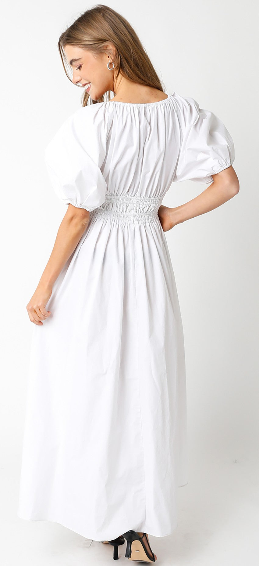 Puff Sleeve White Dress