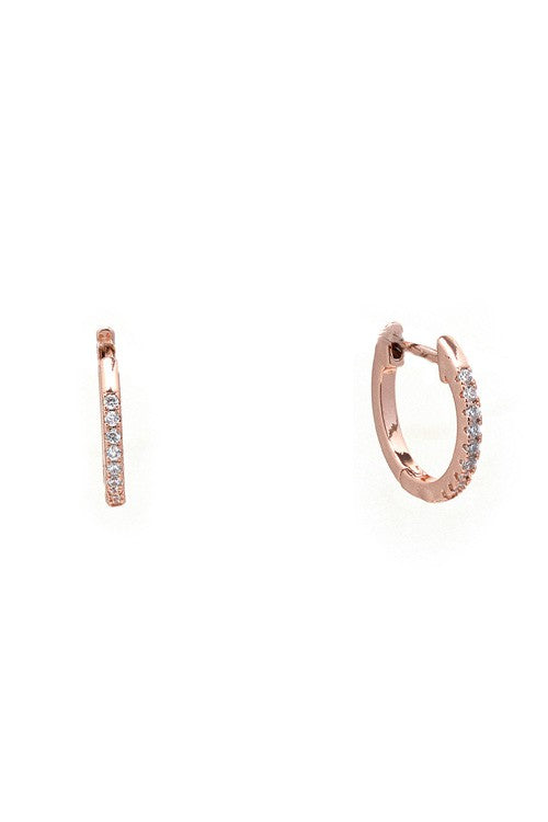 Rose Gold Cubic Zirconia Hoop Earrings #20005