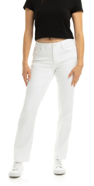 1822 Straight White Denim Mid-Rise