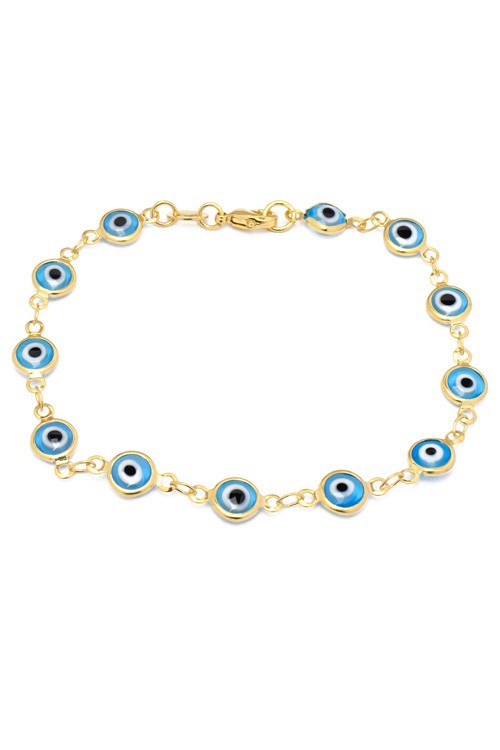 Gold Evil Eye Link Chain Bracelet #1054