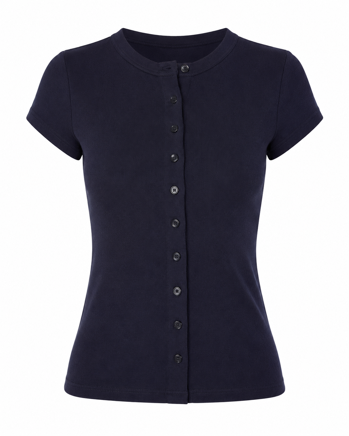 Button Front Ribbed Tee