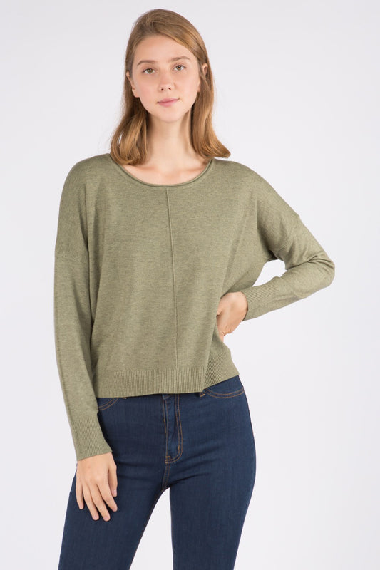 Seam Front Round Neck Sweater