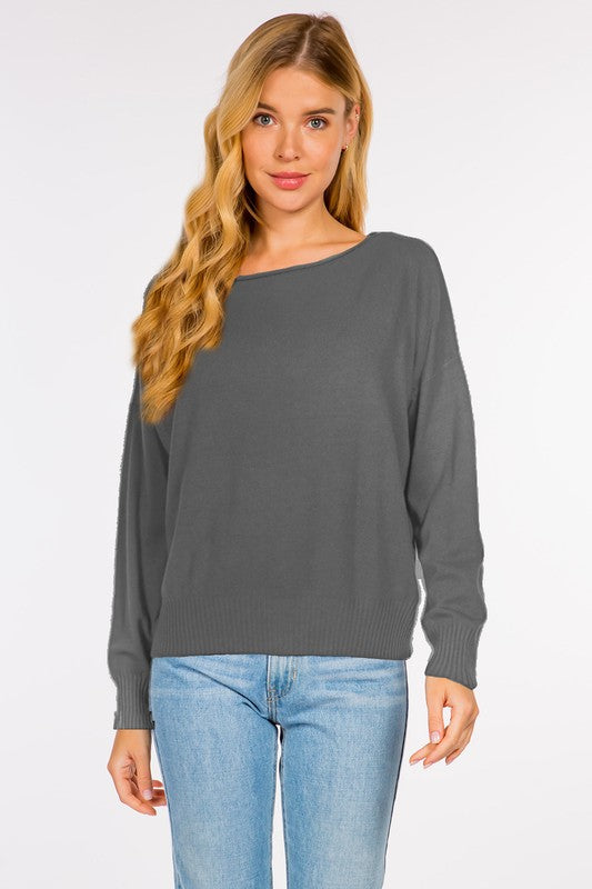 Seam Front Round Neck Sweater