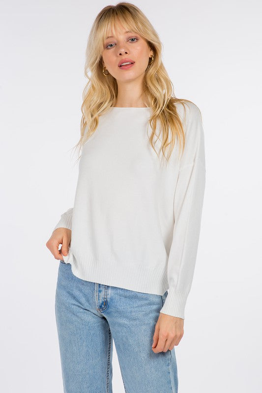 Seam Front Round Neck Sweater