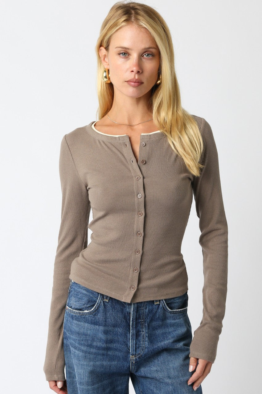Two Tone Ribbed Long Sleeve