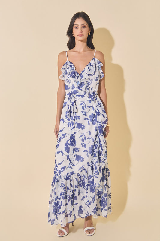 Chiffon Blue Floral Dress