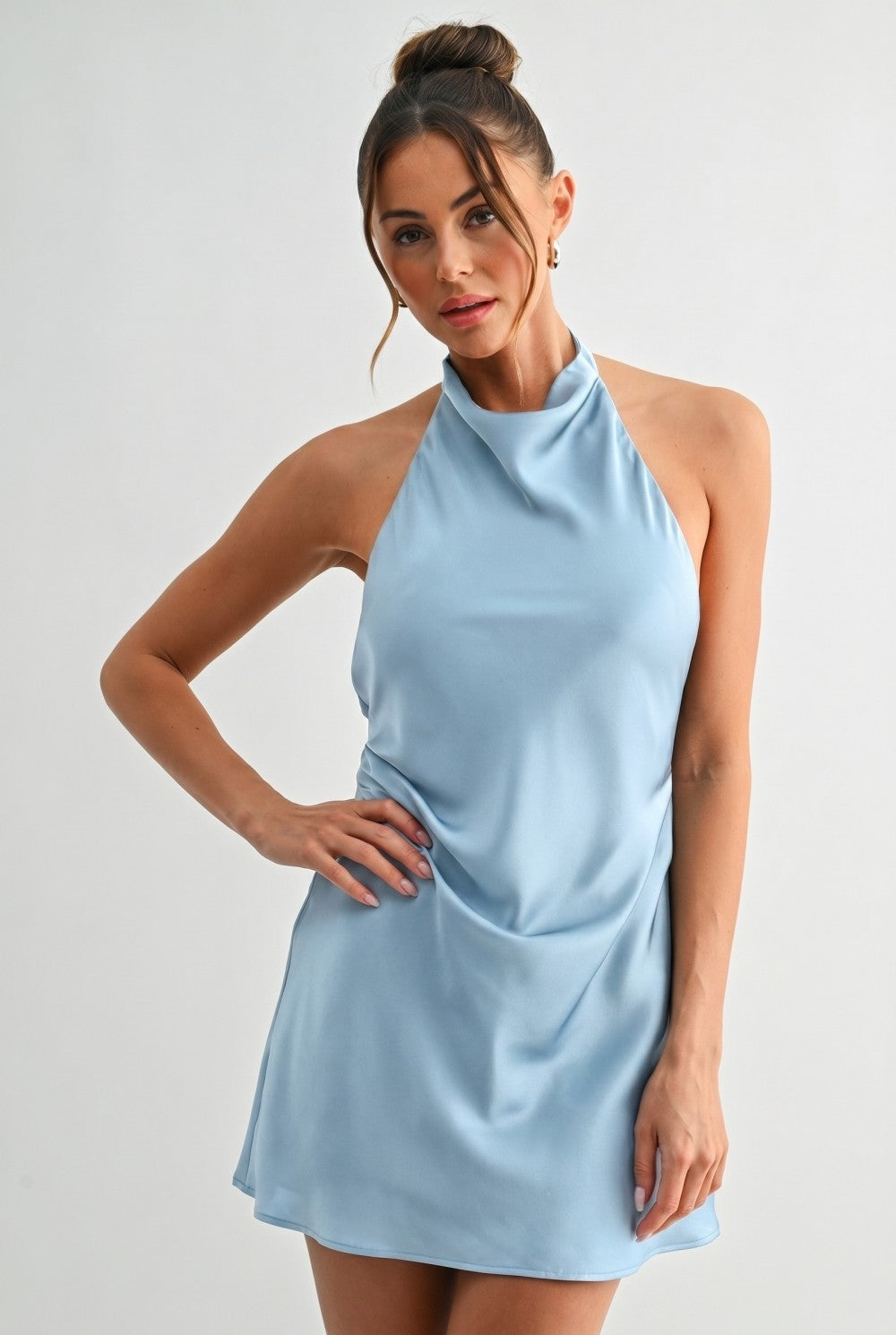 Halter Satin Mini Dress