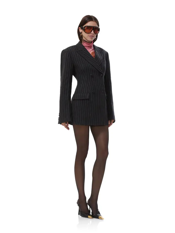 Jemima Blazer - Dark Grey Stripe