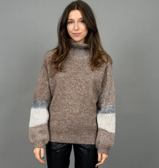 Brown Sweater With Detail Sleeve