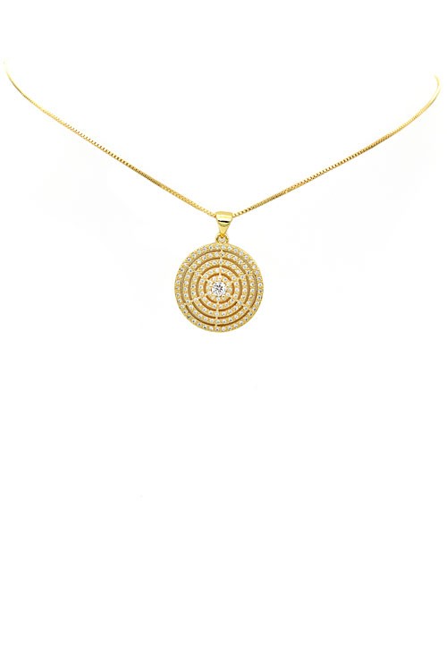 Gold Filled CZ Pave Pendant Necklace #30004