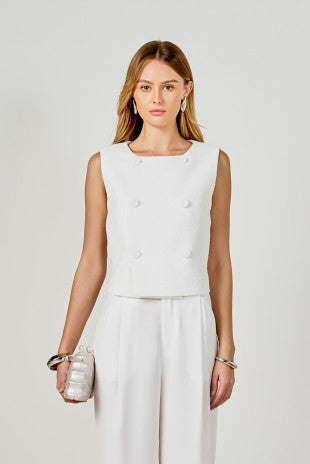 Double Breasted Crop Vest