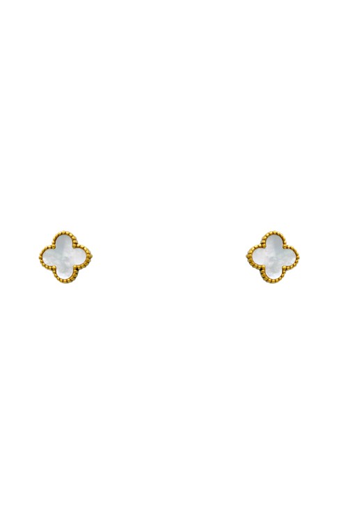 Gold Stainless Steel Clover Stud Earrings #20016