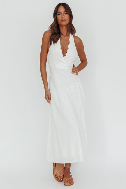Crochet V Neck Maxi Dress