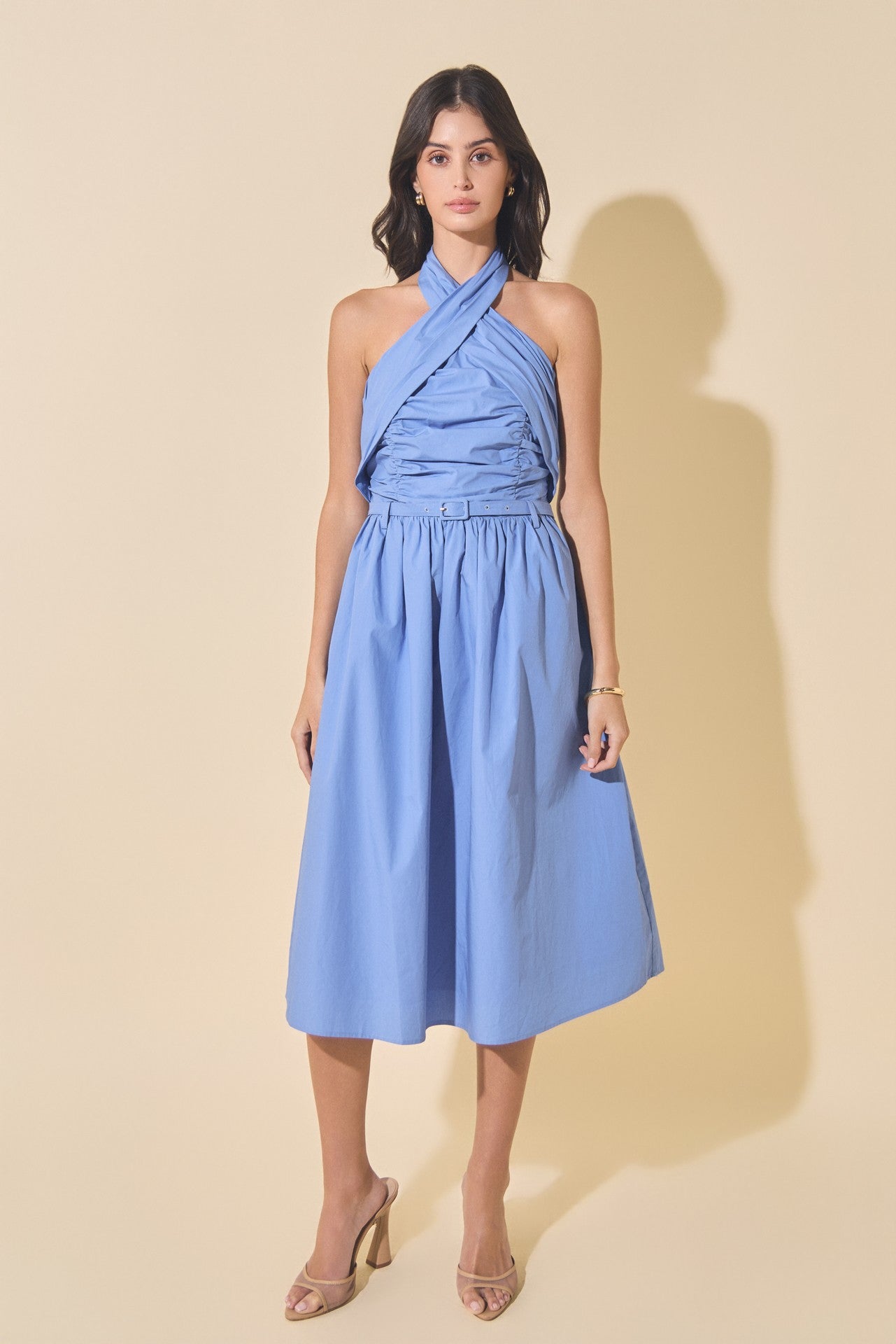 Cross Halter Midi Dress