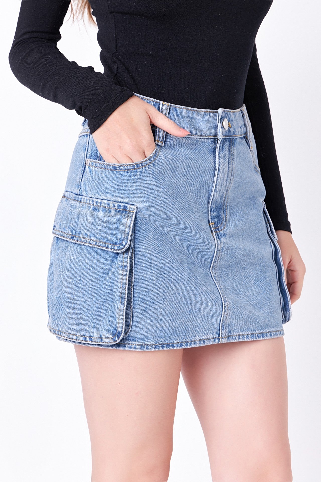 Denim Cargo Skirt