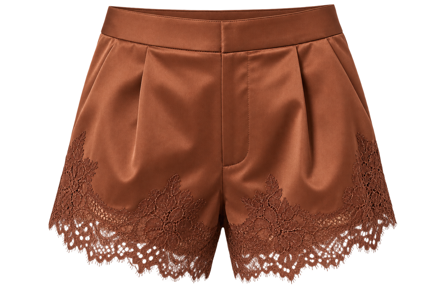 Lace Trim Satin Shorts