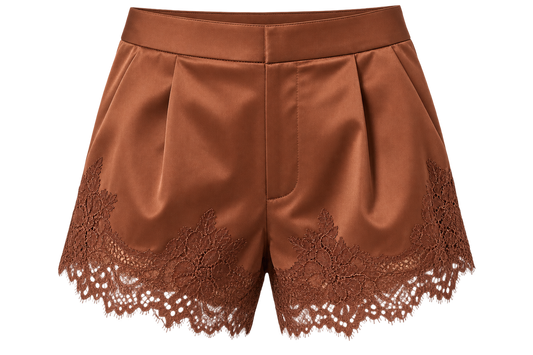 Lace Trim Satin Shorts