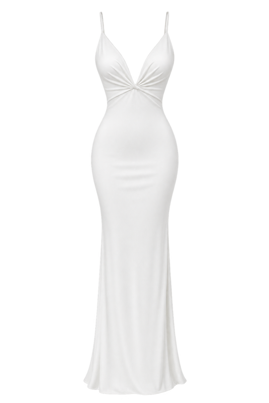 Open Back White Dress