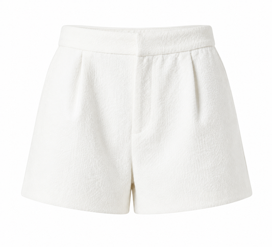 Textured White Leg Shorts
