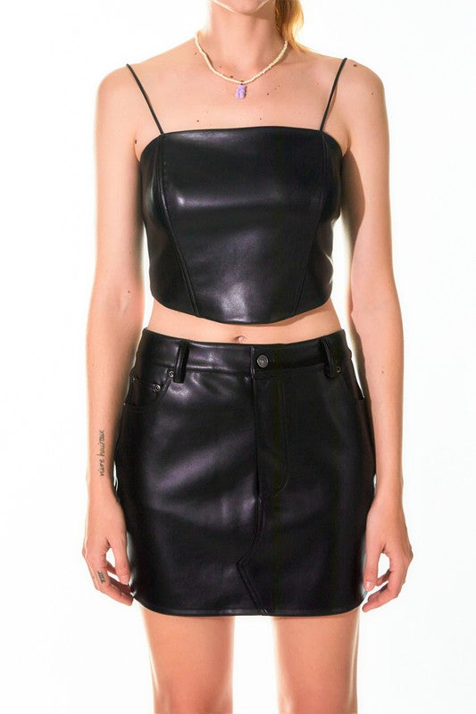 Faux Leather Crop Cami