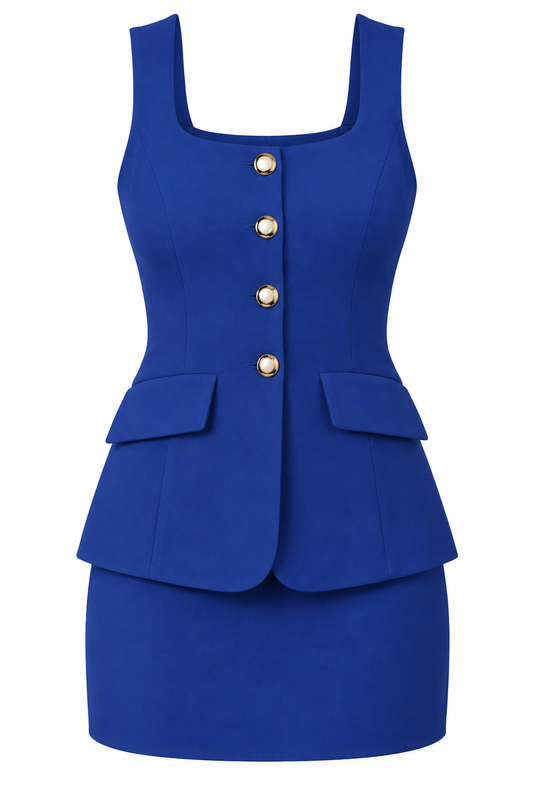 Royal Button Front Dress