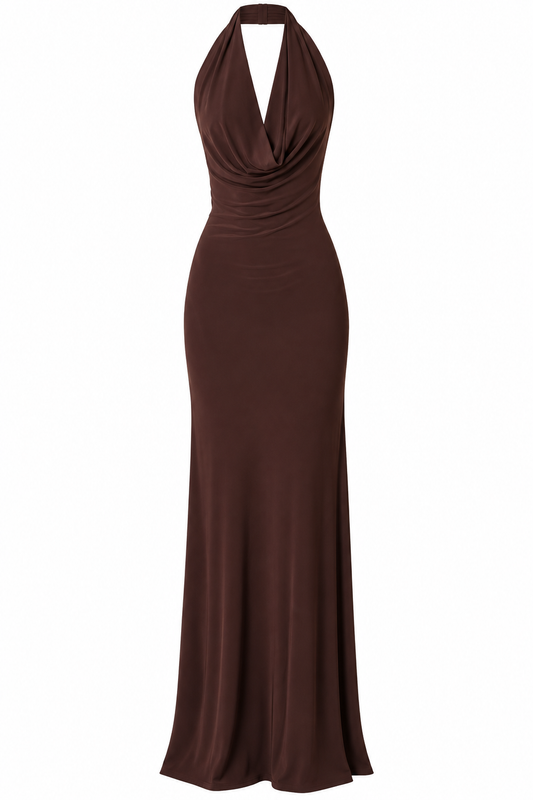 Open Back Halter Maxi Dress