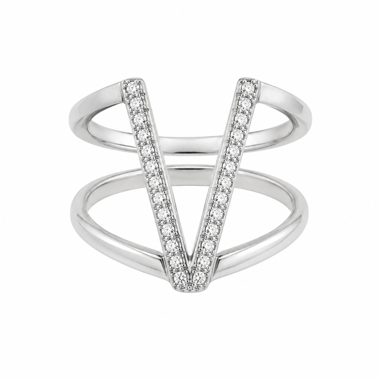 Ring Silver Color V Shape Brass Jewelry Gold Dipped