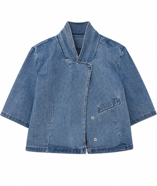 Denim Collared Match Top